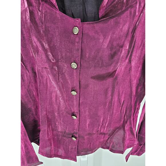 VTG Roughrider Women's Purple Long Sleeve Button Down Blended Fiber Tip Size XL - Picture 3 of 6